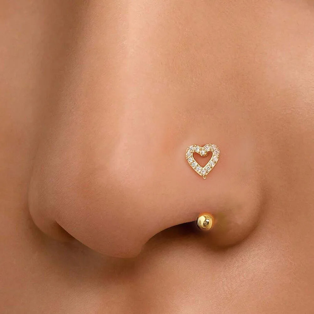 1Pc Simple Flower-Shaped Nose Ring,14K Gold Plated Stainless Steel Piercing Jewelry for Women Daily Wear Body Piercing Accessory