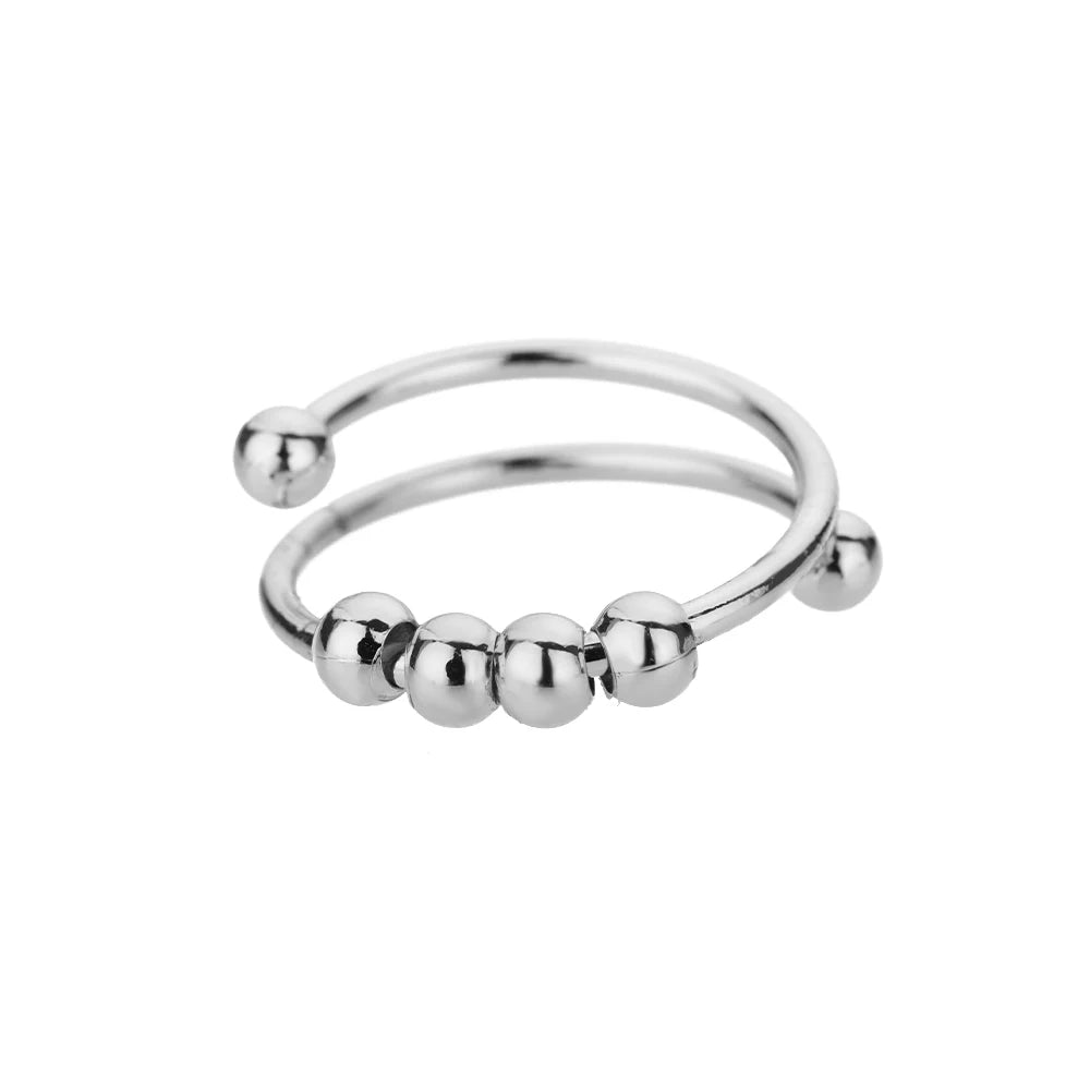 Bague Anti-Stress Spinner Femme – Plaquée Or 18K, Acier Inoxydable, Ajustable & Rotative