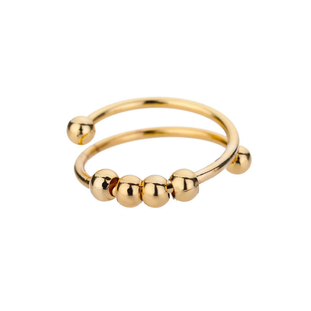 Bague Anti-Stress Spinner Femme – Plaquée Or 18K, Acier Inoxydable, Ajustable & Rotative