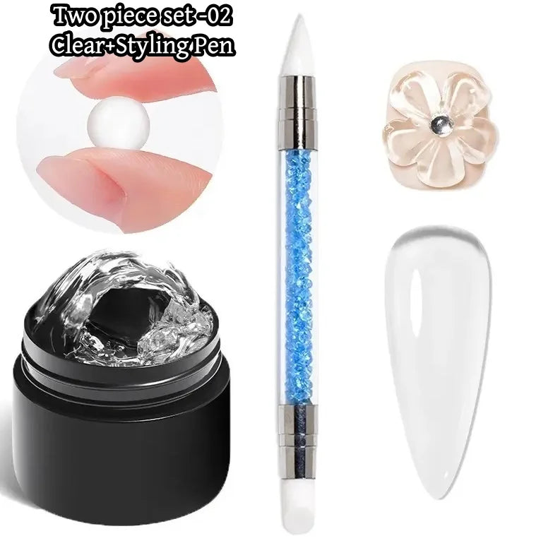 Gel 3D pour Ongles – Overlay Dur Longue Durée, Formes 3D Nœud, Géométrique, Lettres, Qualité Salon