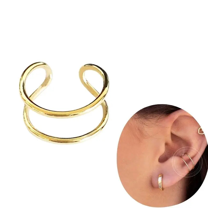 1 PCS Plated 24K High-end Geometric Design Ear Clip Women Without Perforated Geometric Cartilage Exquisite Jewelry Earrings Gift