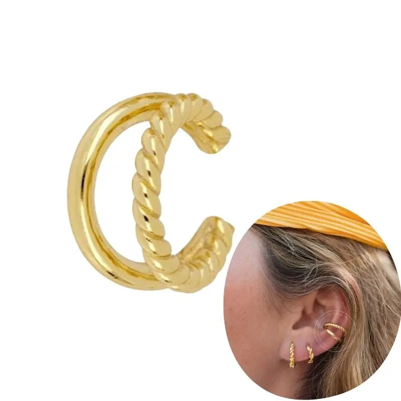 1 PCS Plated 24K High-end Geometric Design Ear Clip Women Without Perforated Geometric Cartilage Exquisite Jewelry Earrings Gift