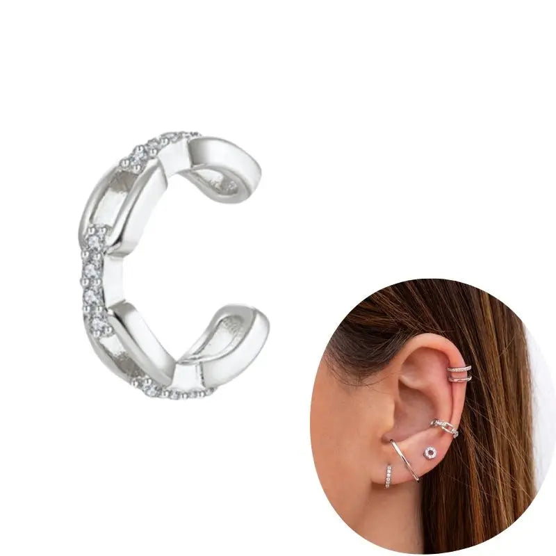 1 PCS Plated 24K High-end Geometric Design Ear Clip Women Without Perforated Geometric Cartilage Exquisite Jewelry Earrings Gift