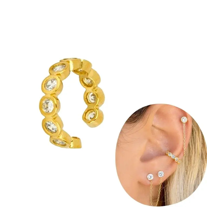 1 PCS Plated 24K High-end Geometric Design Ear Clip Women Without Perforated Geometric Cartilage Exquisite Jewelry Earrings Gift