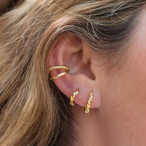 1 PCS Plated 24K High-end Geometric Design Ear Clip Women Without Perforated Geometric Cartilage Exquisite Jewelry Earrings Gift