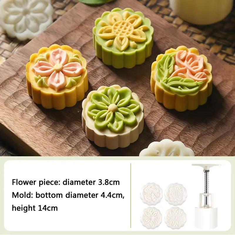 1 set DIY Mooncake Mold Plastic Hand Press Pastry Mold Hand Press Mung Bean Cake Model Pastry Embossing Make Kitchen Baking Tool
