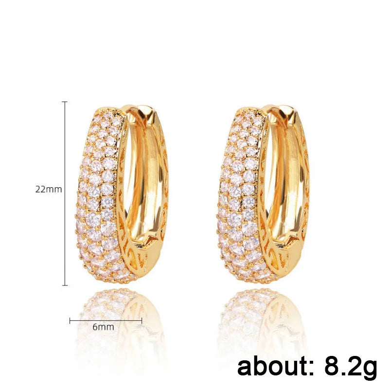Boucles d'Oreilles Créoles Zircon Cubique Femme – Laiton & Cuivre, Design Géométrique Tendance