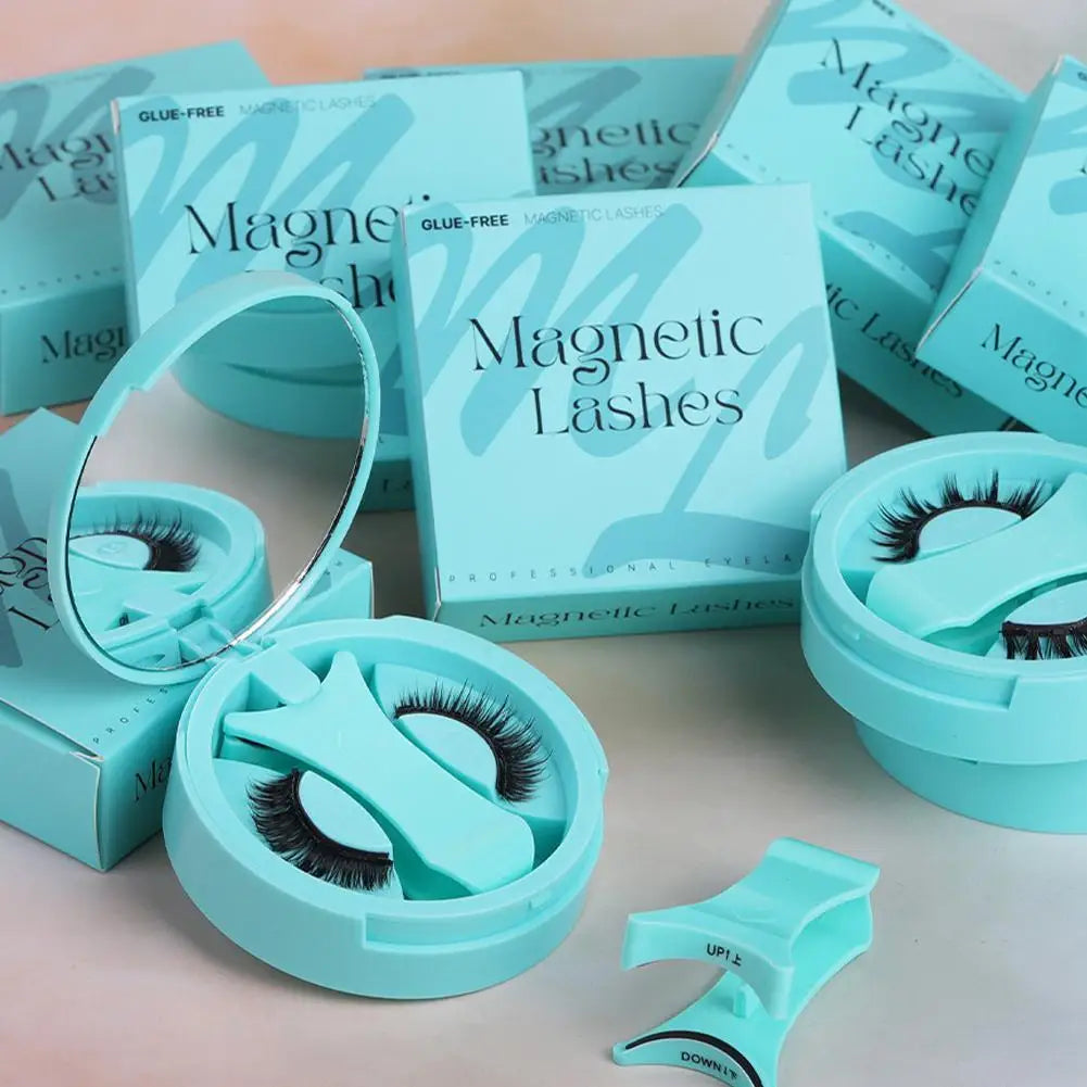 Magnetic Fake Eyelashes Set Reusable 3D Glue-free Waterproof Natural False Eyelashes With Travel-friendly Applicator