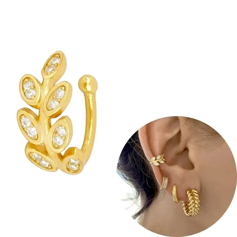 1 PCS Plated 24K High-end Geometric Design Ear Clip Women Without Perforated Geometric Cartilage Exquisite Jewelry Earrings Gift