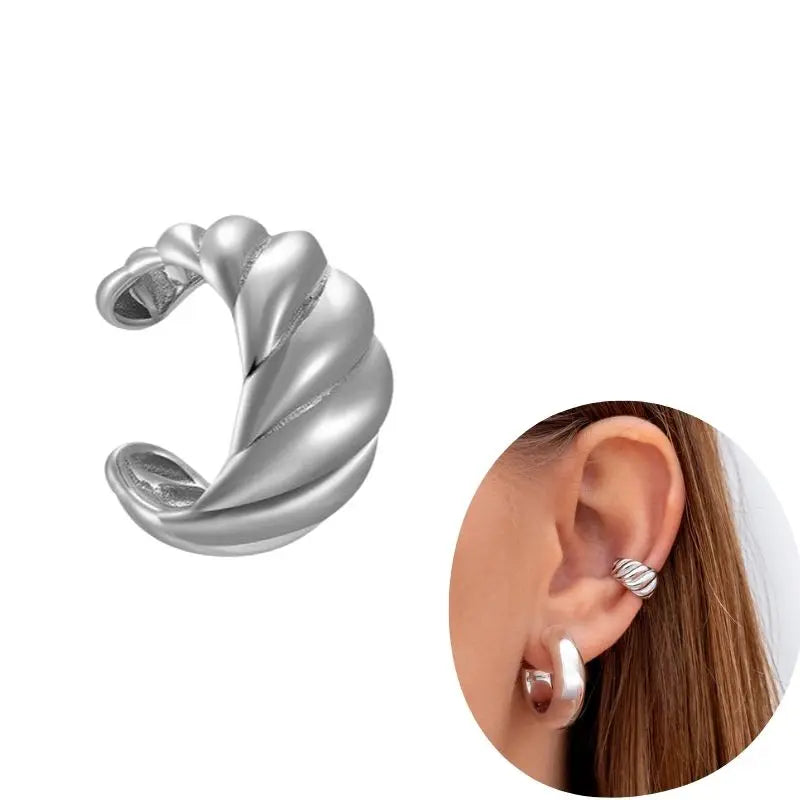 1 PCS Plated 24K High-end Geometric Design Ear Clip Women Without Perforated Geometric Cartilage Exquisite Jewelry Earrings Gift