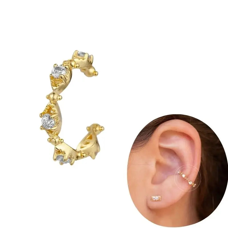1 PCS Plated 24K High-end Geometric Design Ear Clip Women Without Perforated Geometric Cartilage Exquisite Jewelry Earrings Gift