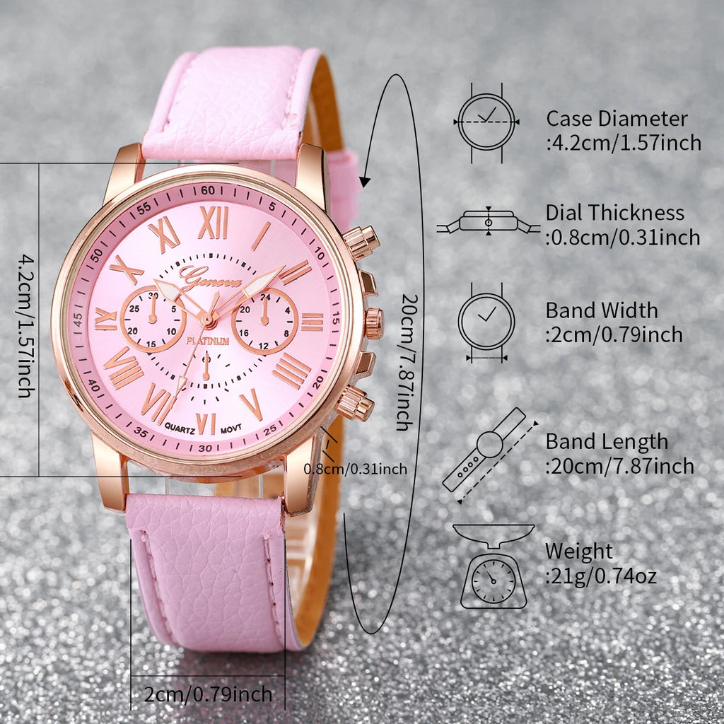 Montre Femme Quartz V248 – Cadran 42mm, Bracelet Cuir, Style Fashion & Casual