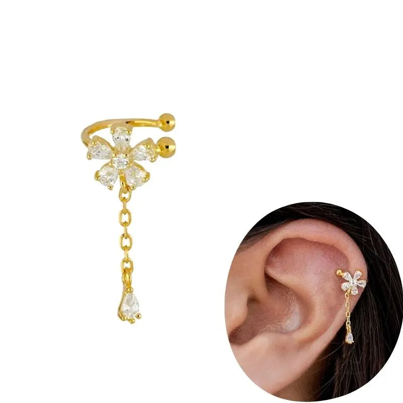 1 PCS Plated 24K High-end Geometric Design Ear Clip Women Without Perforated Geometric Cartilage Exquisite Jewelry Earrings Gift