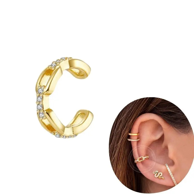 1 PCS Plated 24K High-end Geometric Design Ear Clip Women Without Perforated Geometric Cartilage Exquisite Jewelry Earrings Gift