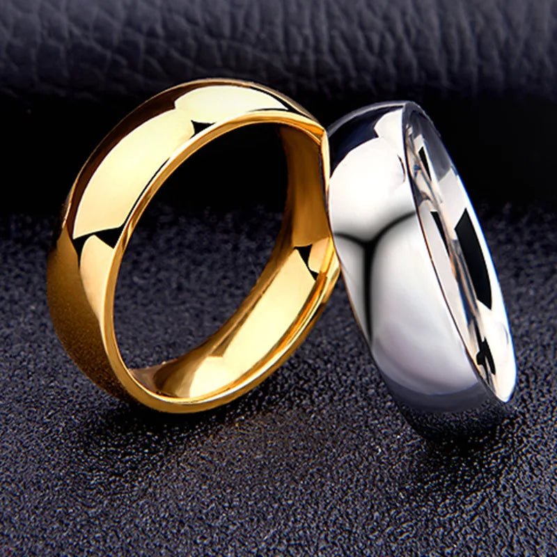 Bague Unisexe Acier Inoxydable 6mm – Plaquée Or Rose, Noir & Or, Design Irrégulier Classique