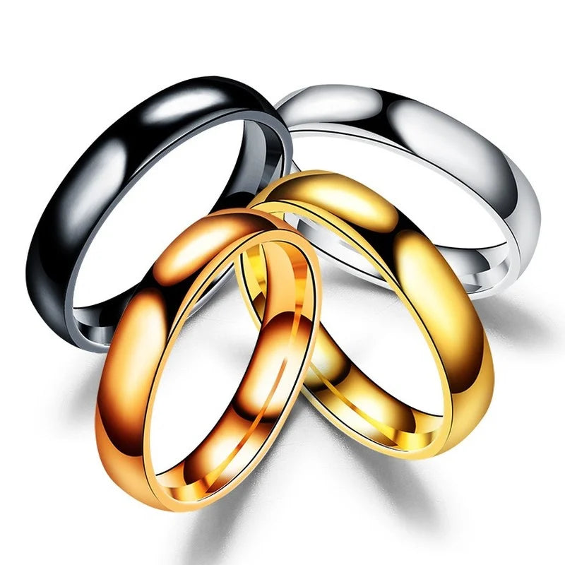 Bague Unisexe Acier Inoxydable 6mm – Plaquée Or Rose, Noir & Or, Design Irrégulier Classique