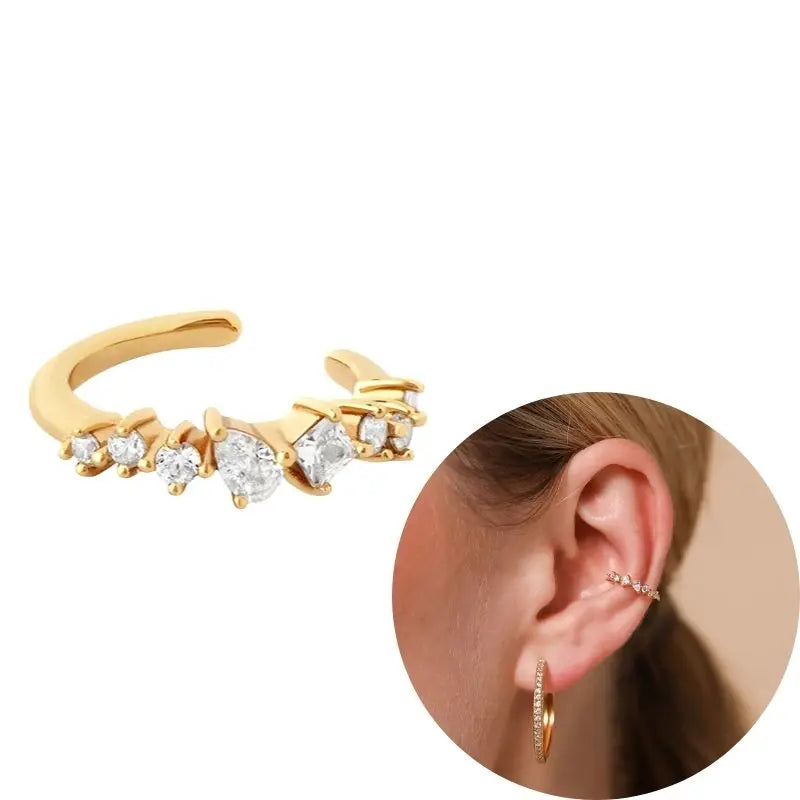 1 PCS Plated 24K High-end Geometric Design Ear Clip Women Without Perforated Geometric Cartilage Exquisite Jewelry Earrings Gift