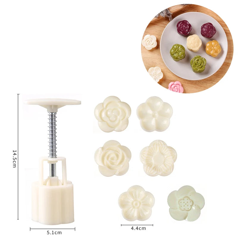 1 set DIY Mooncake Mold Plastic Hand Press Pastry Mold Hand Press Mung Bean Cake Model Pastry Embossing Make Kitchen Baking Tool