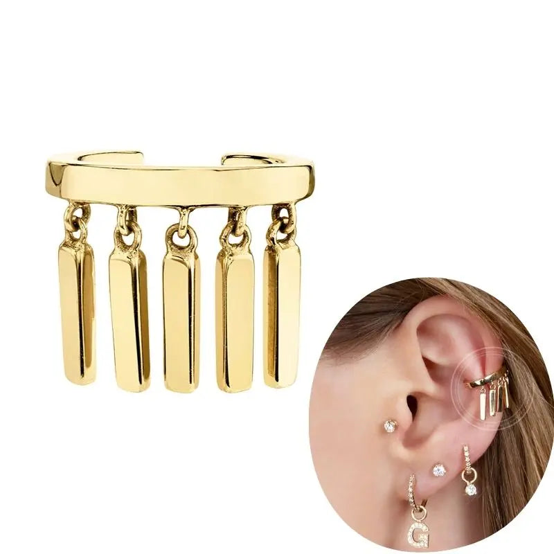 1 PCS Plated 24K High-end Geometric Design Ear Clip Women Without Perforated Geometric Cartilage Exquisite Jewelry Earrings Gift