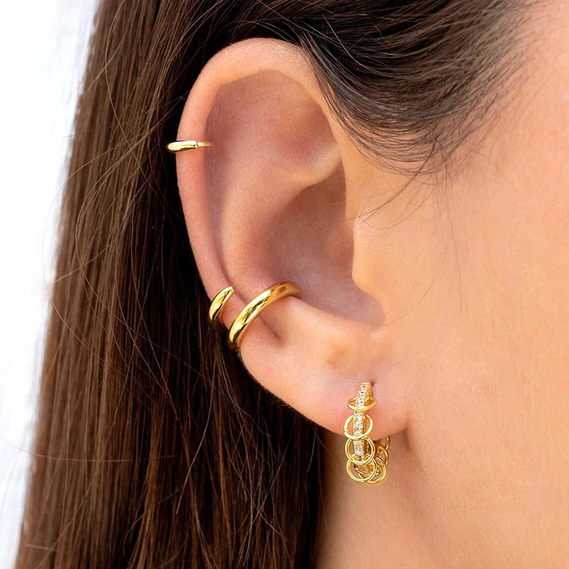 1 PCS Plated 24K High-end Geometric Design Ear Clip for Women Without Piercing Geometric Cartilage Exquisite Jewelry Earrings Gift
