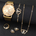 Montre Femme Quartz 006 – Set Bijoux Papillon, Cadran Sans Chiffres, Bracelet Résine