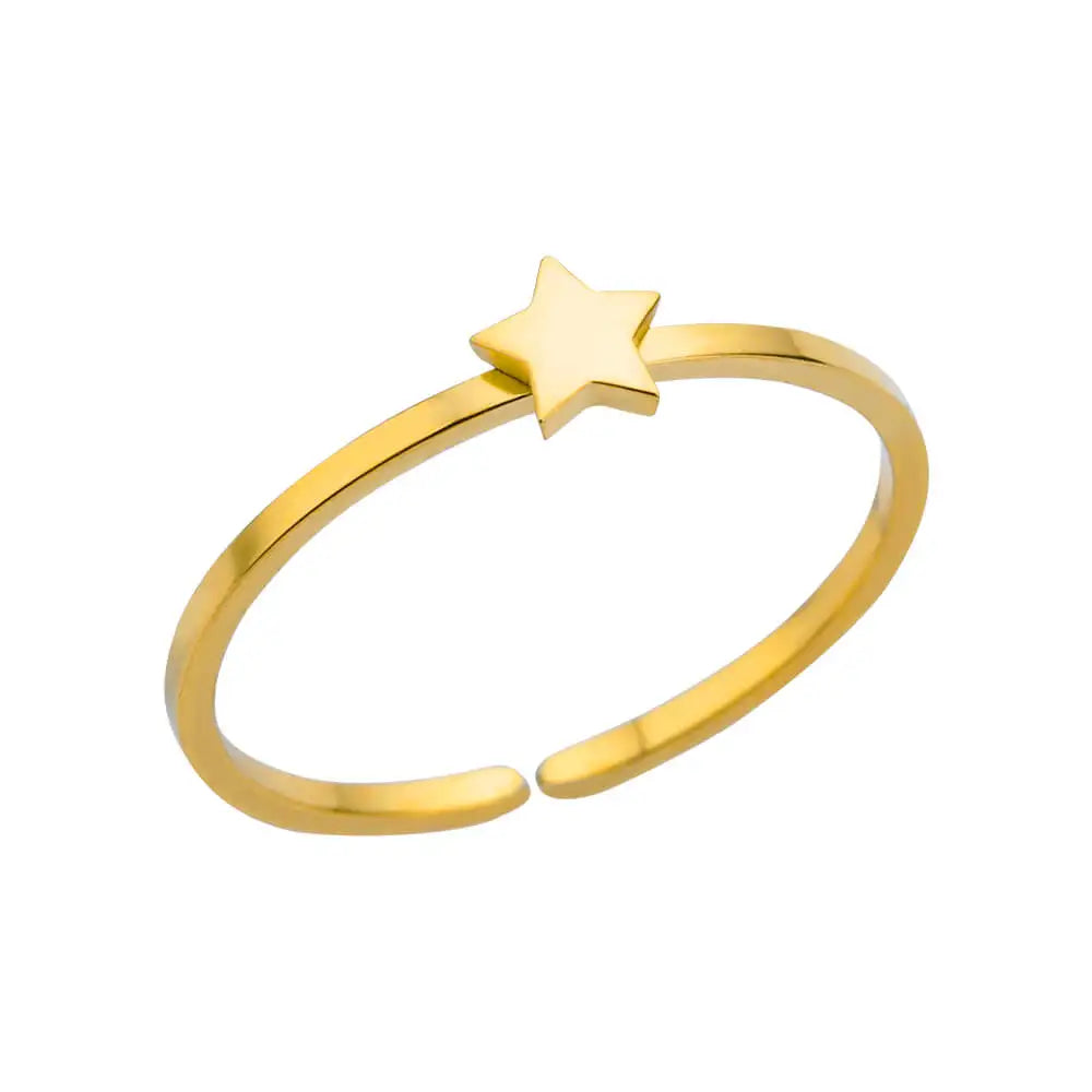316L Stainless Steel Shell Rings for Women Adjustable Gold Color Little Star Open Rings Female Jewelry Weddings Gifts New Trendy
