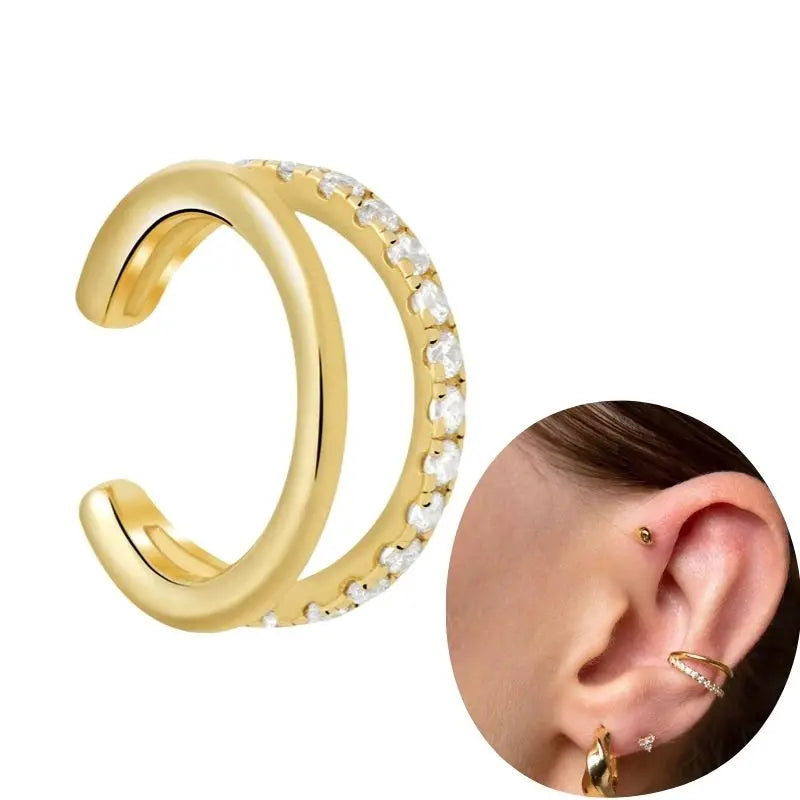 1 PCS Plated 24K High-end Geometric Design Ear Clip Women Without Perforated Geometric Cartilage Exquisite Jewelry Earrings Gift