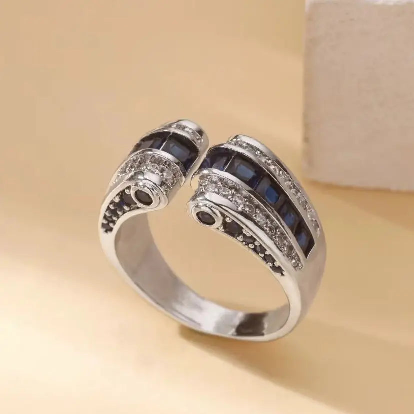 Bague Femme Gothique Ajustable Plaquée Or 18K – Acier Inoxydable, Design Géométrique Vintage Punk