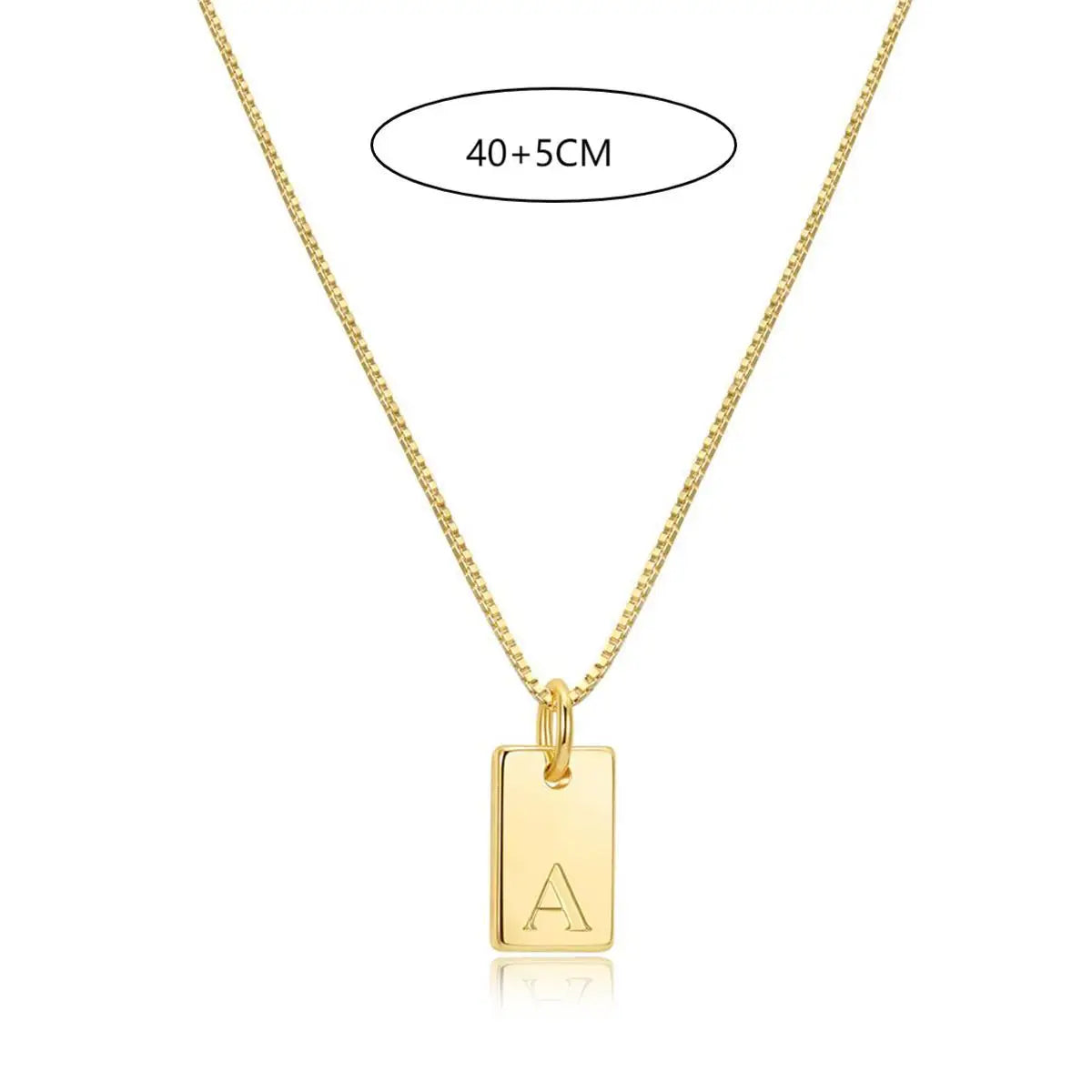 Tiny Square Initial Letter Necklaces Golden Plated Stainless Steel Engraved Letter Necklace Aesthetic Birthday Jewelry