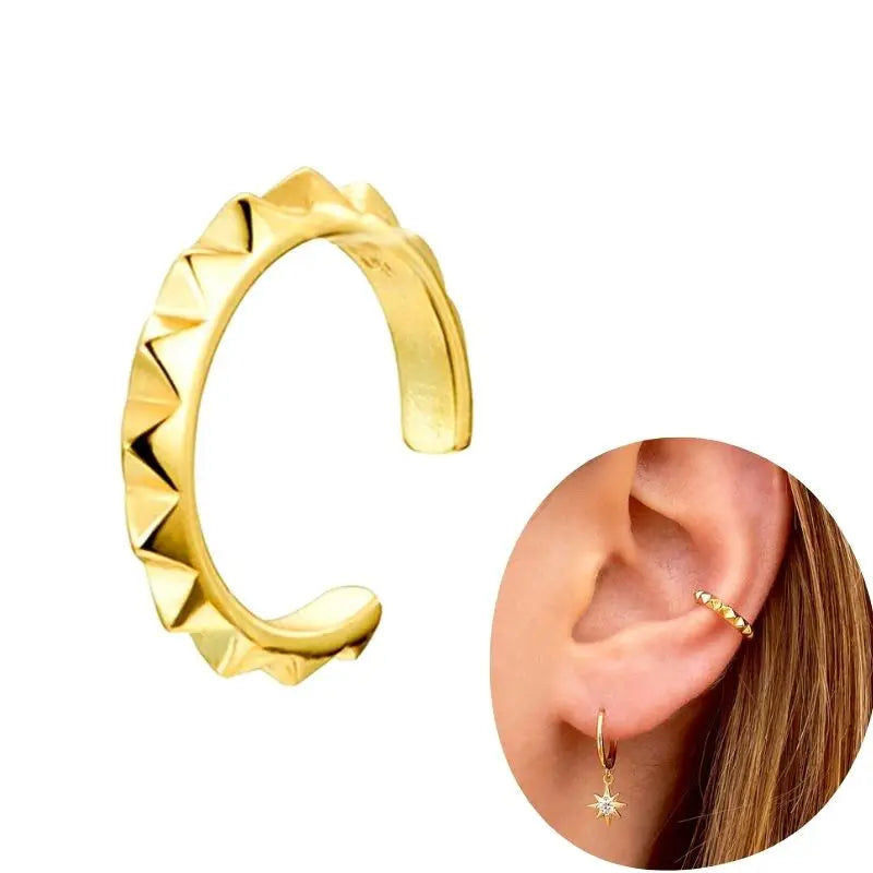 1 PCS Plated 24K High-end Geometric Design Ear Clip Women Without Perforated Geometric Cartilage Exquisite Jewelry Earrings Gift