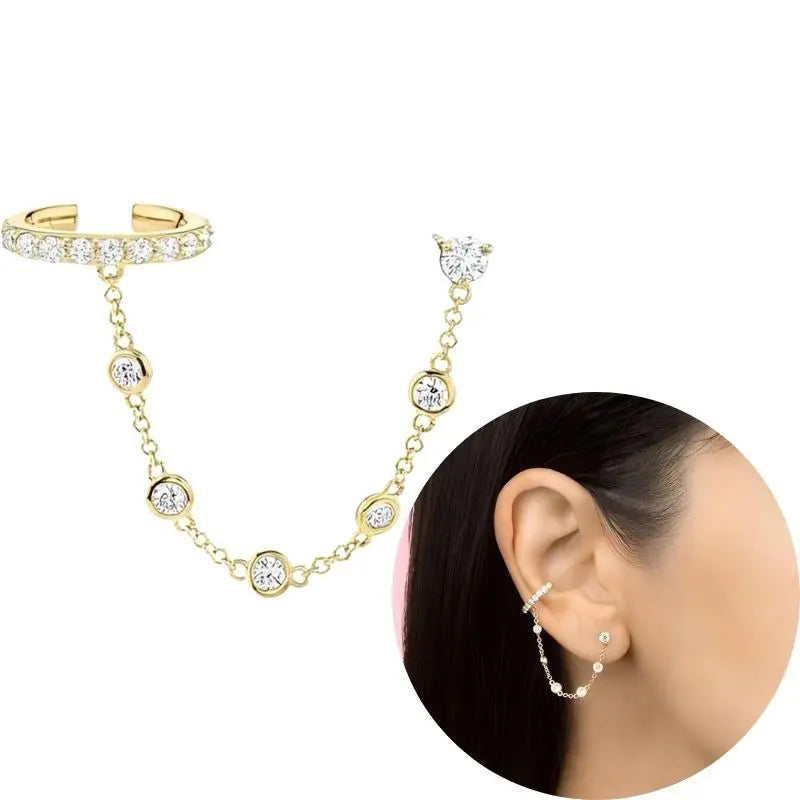 1 PCS Plated 24K High-end Geometric Design Ear Clip Women Without Perforated Geometric Cartilage Exquisite Jewelry Earrings Gift