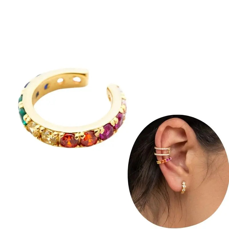 1 PCS Plated 24K High-end Geometric Design Ear Clip Women Without Perforated Geometric Cartilage Exquisite Jewelry Earrings Gift