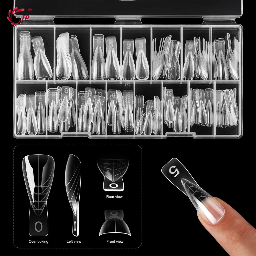 Formes d'extension d'ongles réutilisables TP 150 pcs – Moules stiletto acryliques pour gel poly, couverture complète, 15 tailles