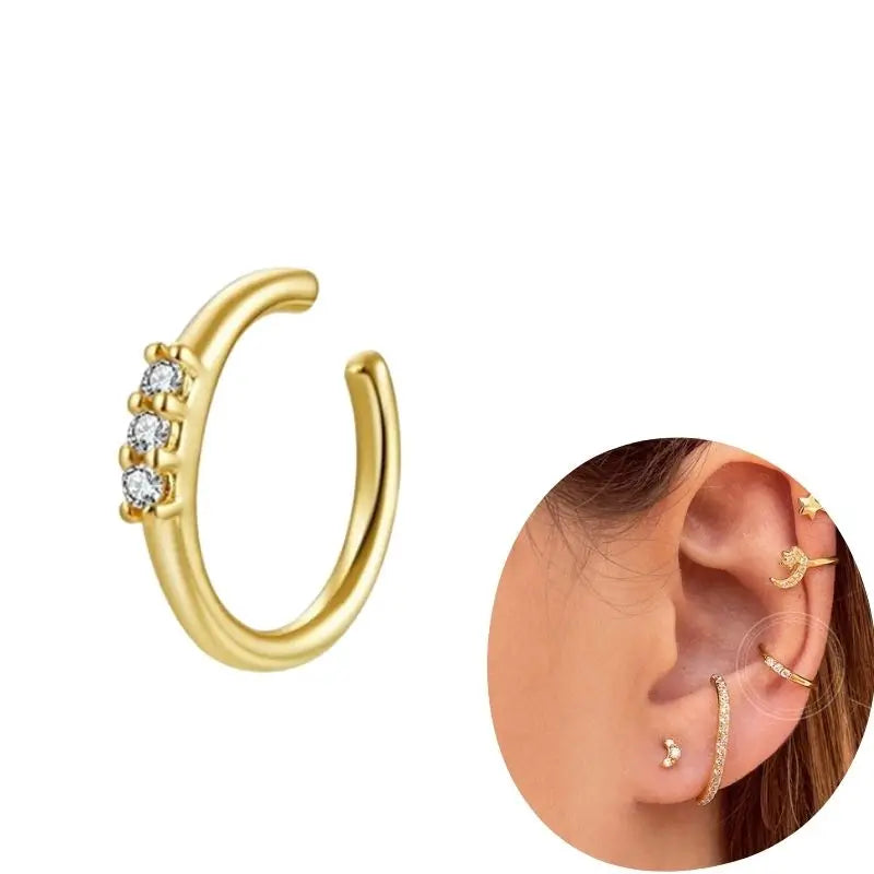 1 PCS Plated 24K High-end Geometric Design Ear Clip Women Without Perforated Geometric Cartilage Exquisite Jewelry Earrings Gift