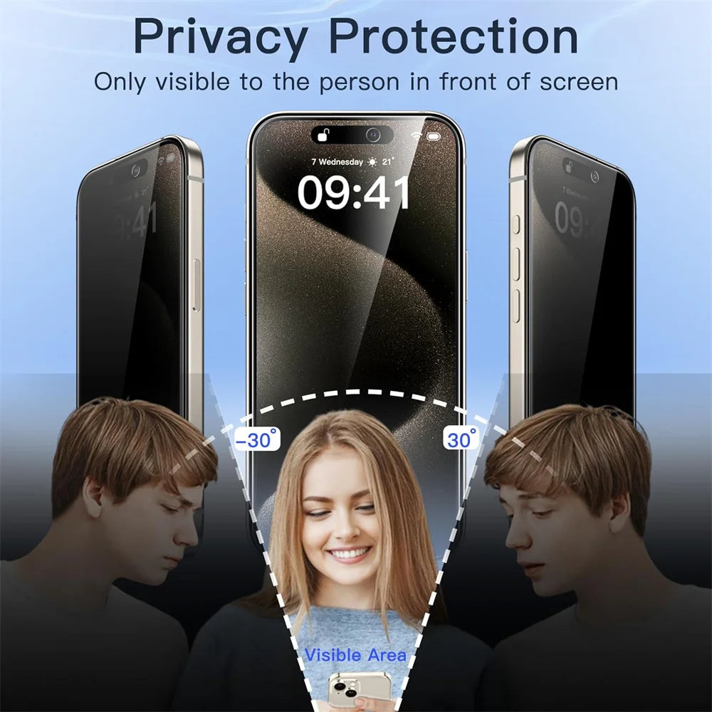 Protection d'écran privée pour iPhone 17 Pro Max – Verre anti-espion pour iPhone 16 15 14 13 12 11 Pro Max – Film de confidentialité iPhone 17 Pro