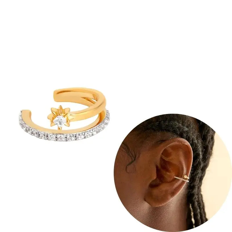 1 PCS Plated 24K High-end Geometric Design Ear Clip Women Without Perforated Geometric Cartilage Exquisite Jewelry Earrings Gift