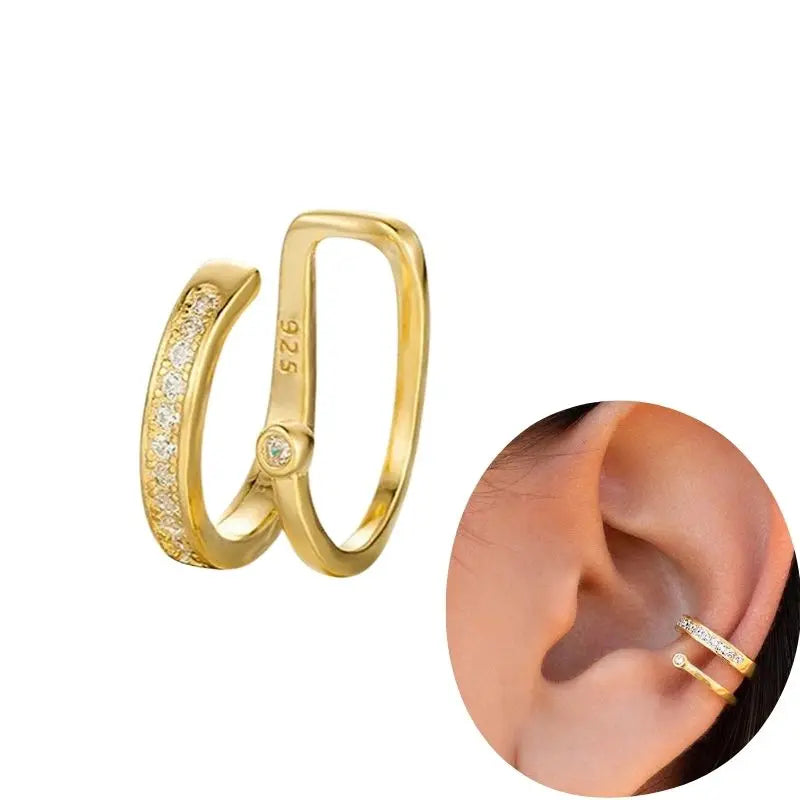 1 PCS Plated 24K High-end Geometric Design Ear Clip Women Without Perforated Geometric Cartilage Exquisite Jewelry Earrings Gift