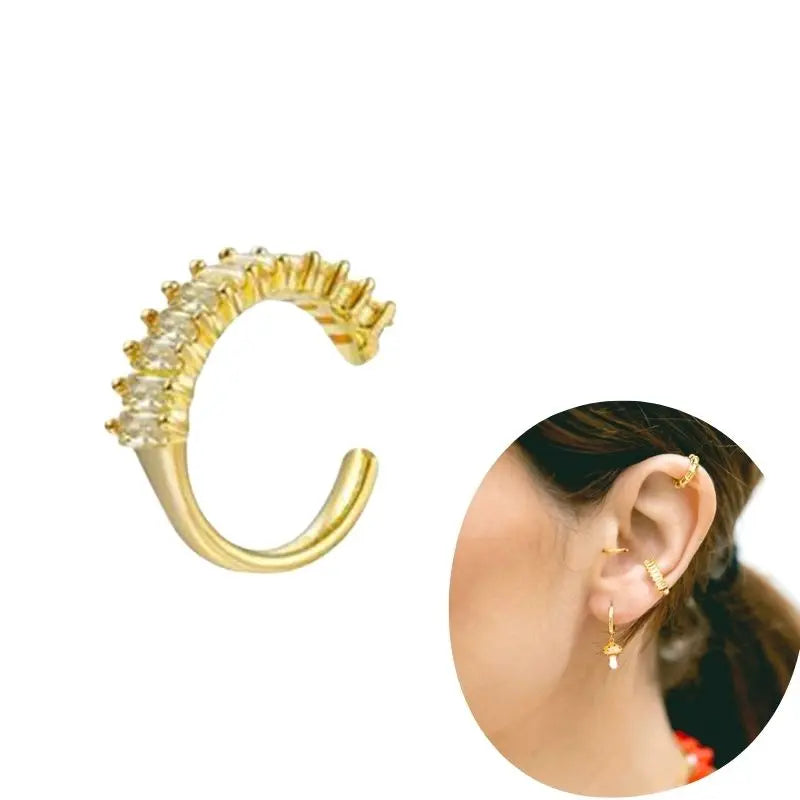 1 PCS Plated 24K High-end Geometric Design Ear Clip Women Without Perforated Geometric Cartilage Exquisite Jewelry Earrings Gift