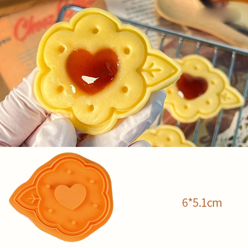 Flower Jam Sandwich 3d Cookie Moulds Biscuit Cutters Apple Pie Mold Diy Biscuits Baking Tools For Biscuit Dough Pastry Fondant