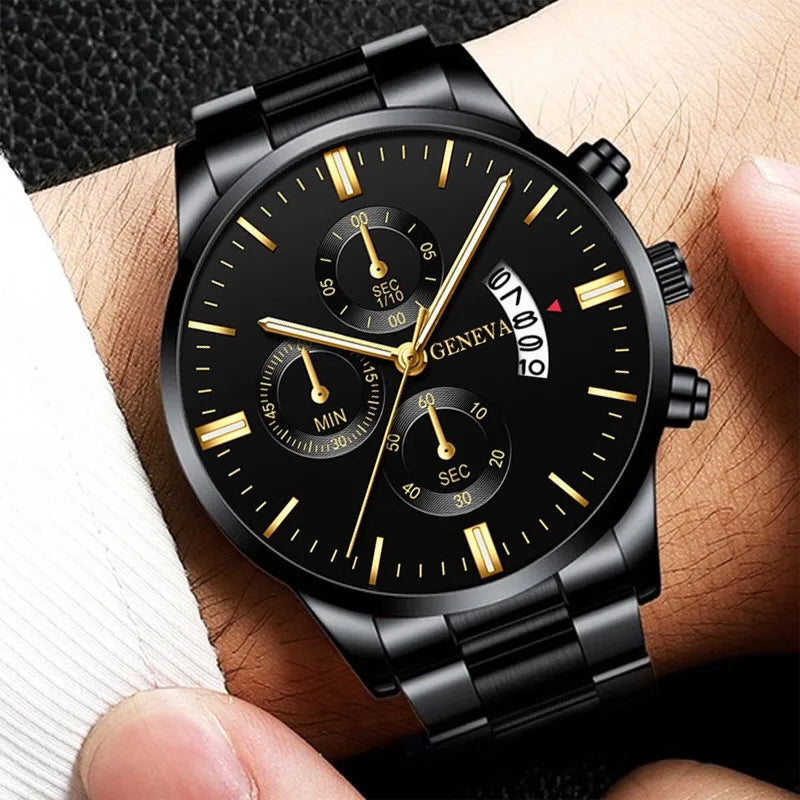Luxury Stainless Steel Men Calendar Quartz Watch Fashion Mens Business Watches for Man Clock Reloj Hombre
