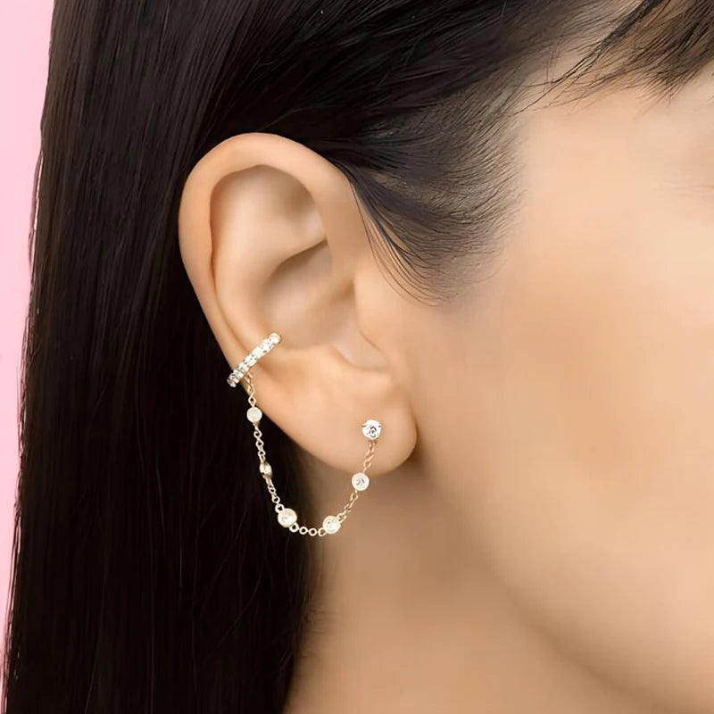 1 PCS Plated 24K High-end Geometric Design Ear Clip for Women Without Piercing Geometric Cartilage Exquisite Jewelry Earrings Gift