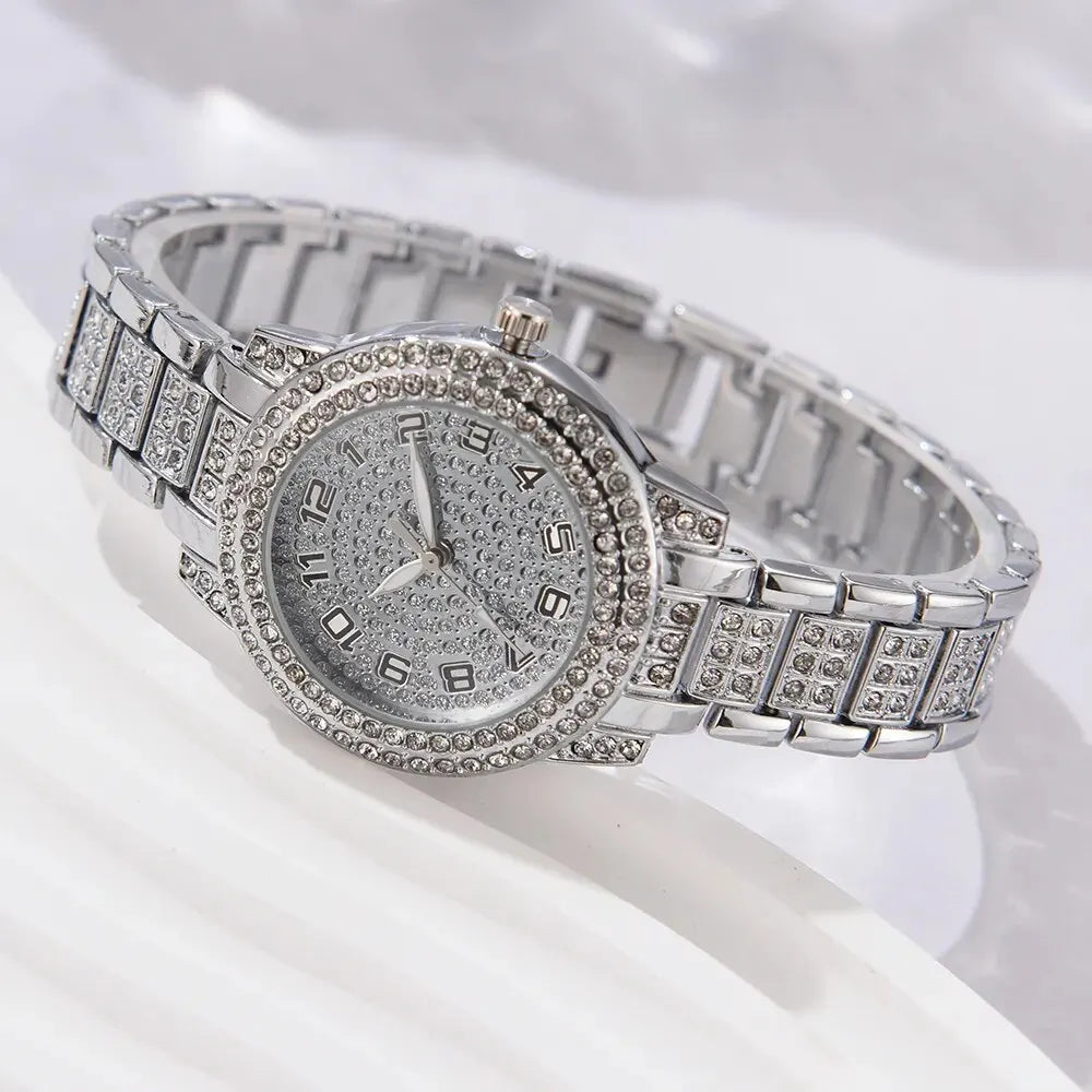 Lot de 6 Montres Femme Luxe Élégantes en Alliage avec Cristaux – Bracelet Strass Quartz Cadeau