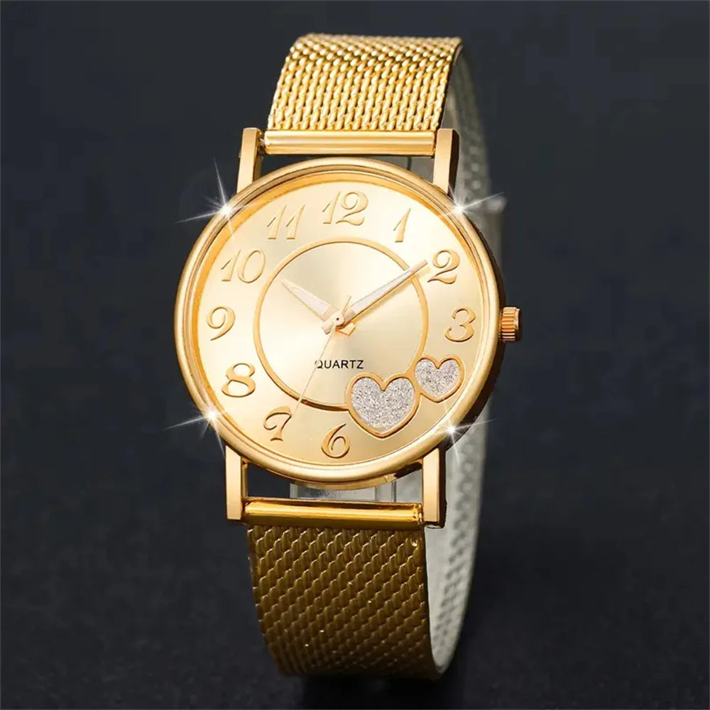 Montre Femme Quartz 006 – Set Bijoux Papillon, Cadran Sans Chiffres, Bracelet Résine
