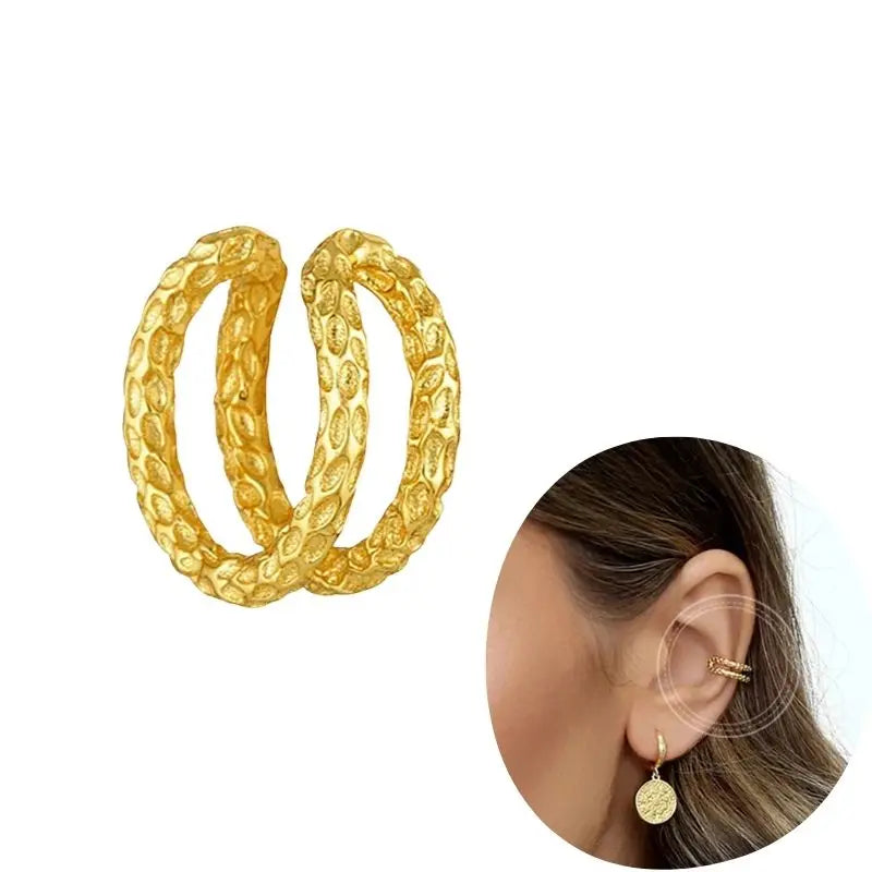 1 PCS Plated 24K High-end Geometric Design Ear Clip Women Without Perforated Geometric Cartilage Exquisite Jewelry Earrings Gift