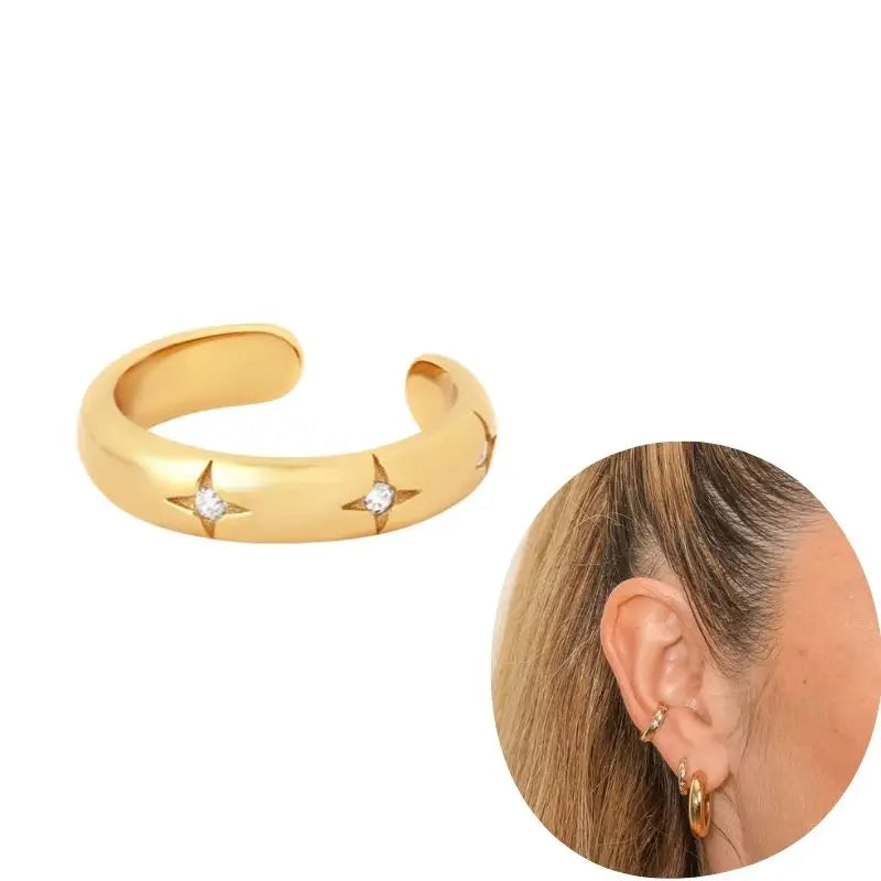 1 PCS Plated 24K High-end Geometric Design Ear Clip Women Without Perforated Geometric Cartilage Exquisite Jewelry Earrings Gift