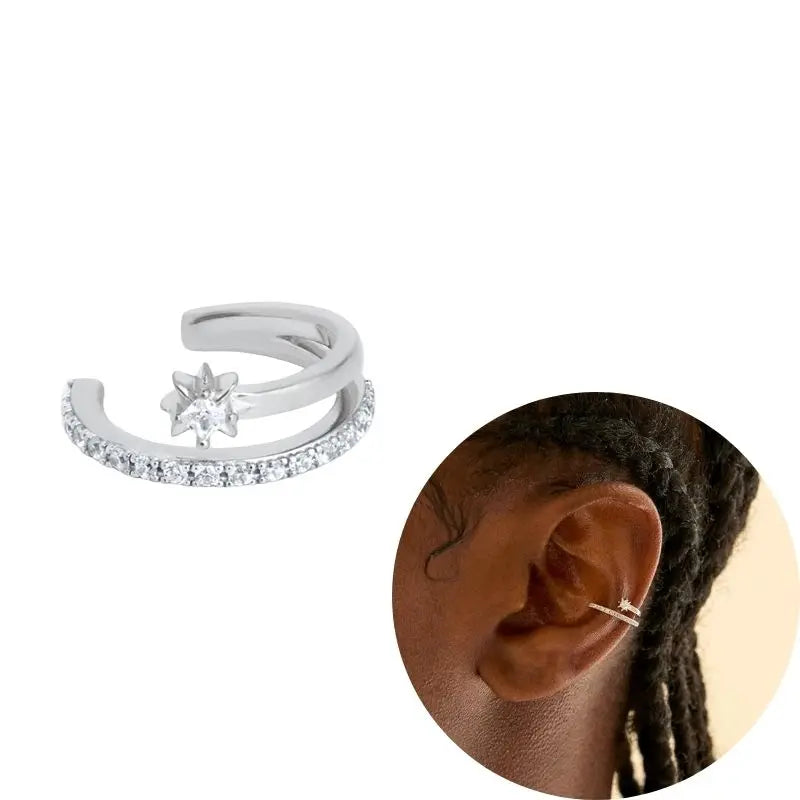 1 PCS Plated 24K High-end Geometric Design Ear Clip Women Without Perforated Geometric Cartilage Exquisite Jewelry Earrings Gift