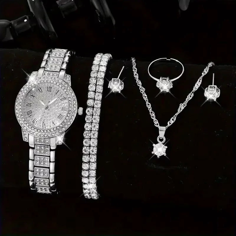 Lot de 6 Montres Femme Luxe Élégantes en Alliage avec Cristaux – Bracelet Strass Quartz Cadeau