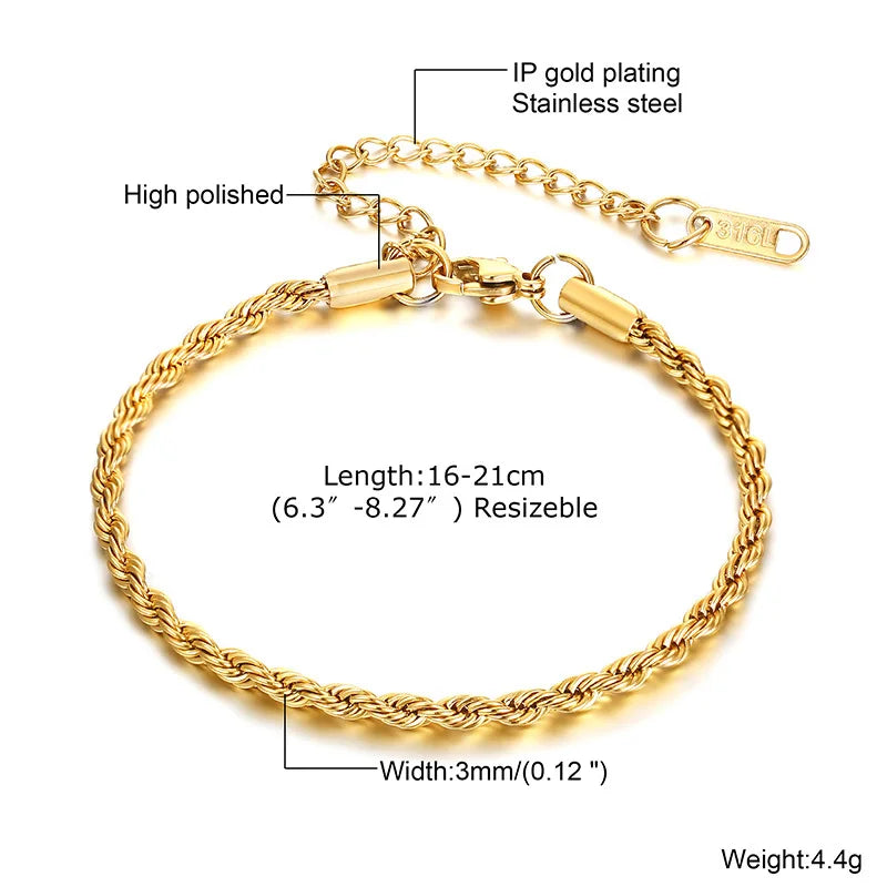 Non Tarnish Stainless Steel Bracelet Gold Plated Stackable for Women, Thin Herringbone Chain Bracelet Waterproof Jewelry Gift