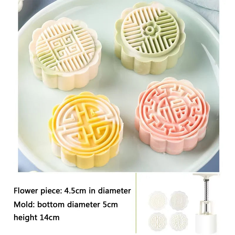 1 set DIY Mooncake Mold Plastic Hand Press Pastry Mold Hand Press Mung Bean Cake Model Pastry Embossing Make Kitchen Baking Tool