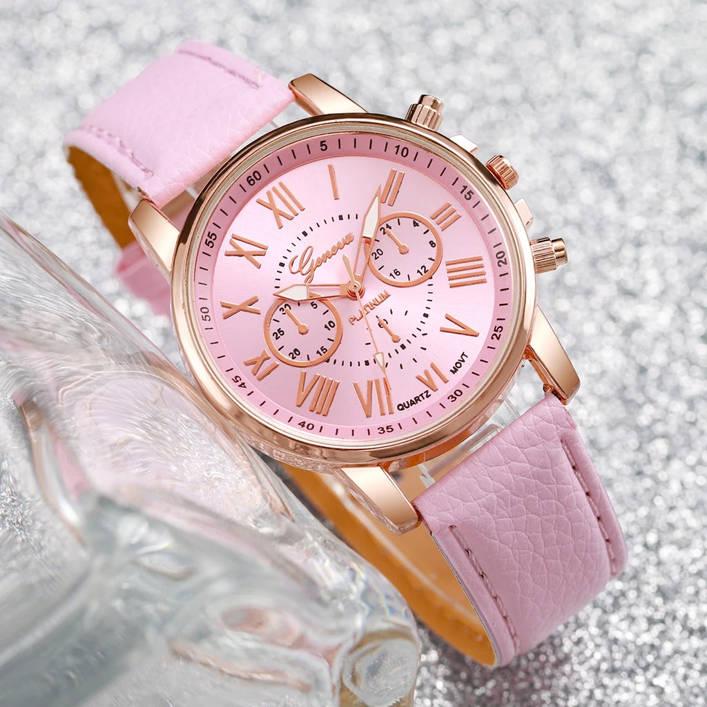 Montre Femme Quartz V248 – Cadran 42mm, Bracelet Cuir, Style Fashion & Casual